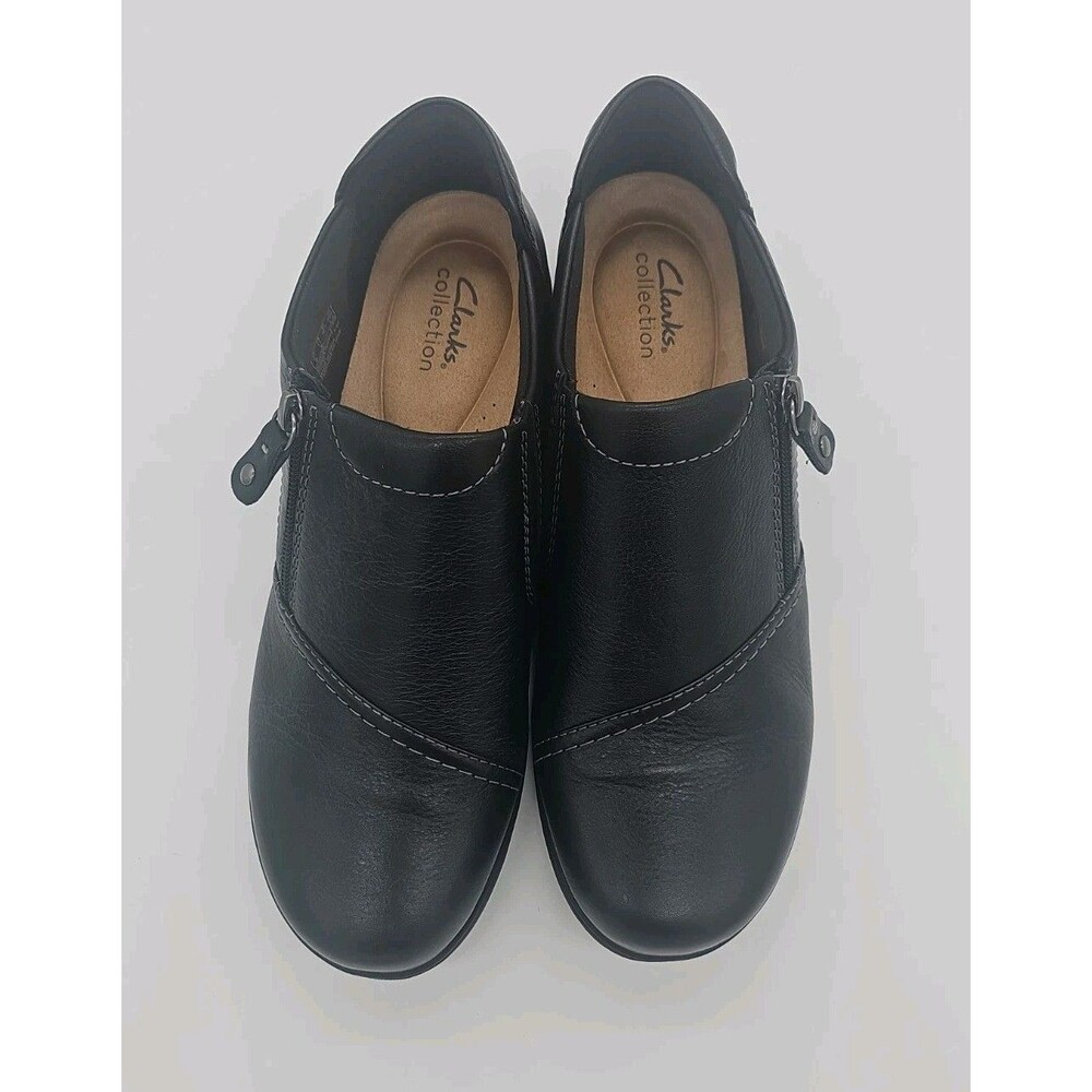 NIB Clarks Collection Leather Slip-Ons Carleigh Ray Black Sz. 11 M